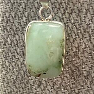 Green Chrysoprase Pendant 18” leather chain - gemstone necklace NEW